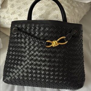 Elegant Black Woven Handbag